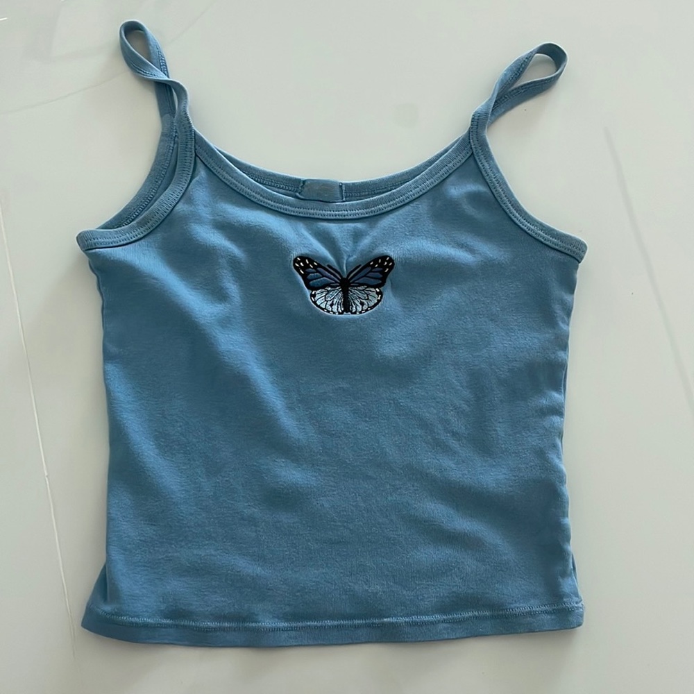 Brandy Melville Blue Butterfly Tank